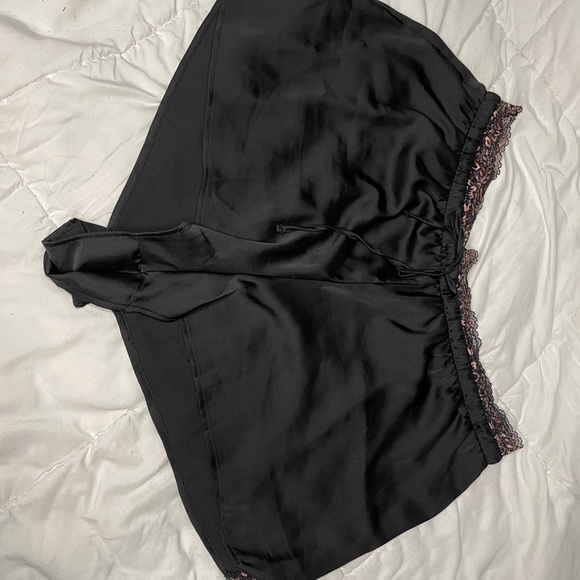 Black Satin and Lace Shorts - Picture 1 of 3